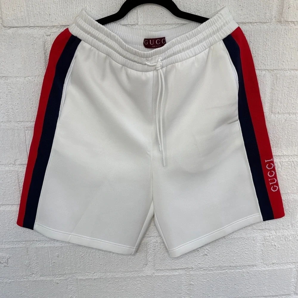 Gucci Neoprene Web Stripe Technical Track Shorts sz M